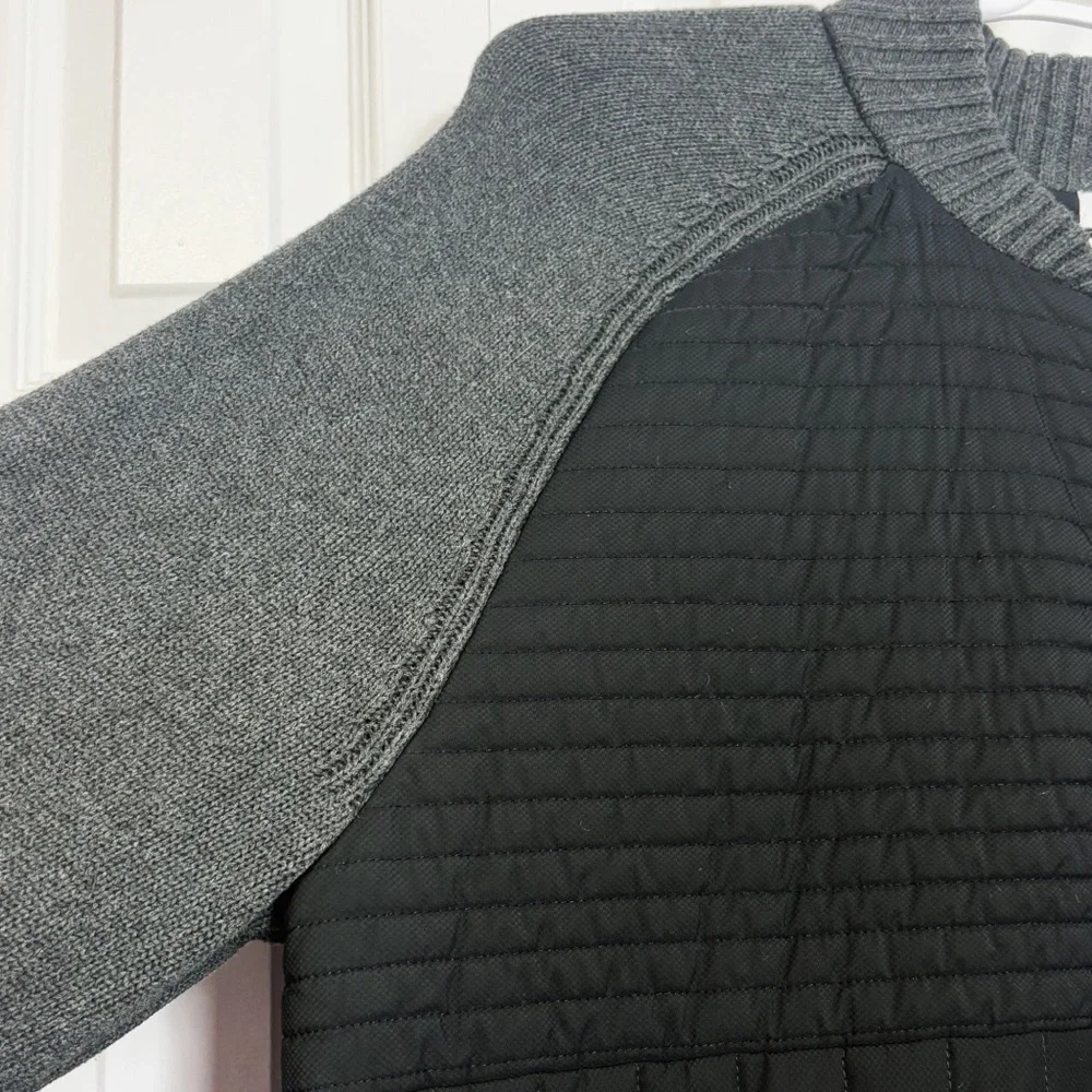 Calvin Klein Gray & Black Mixed Media Quilted Front Zip Sweater Jacket XL